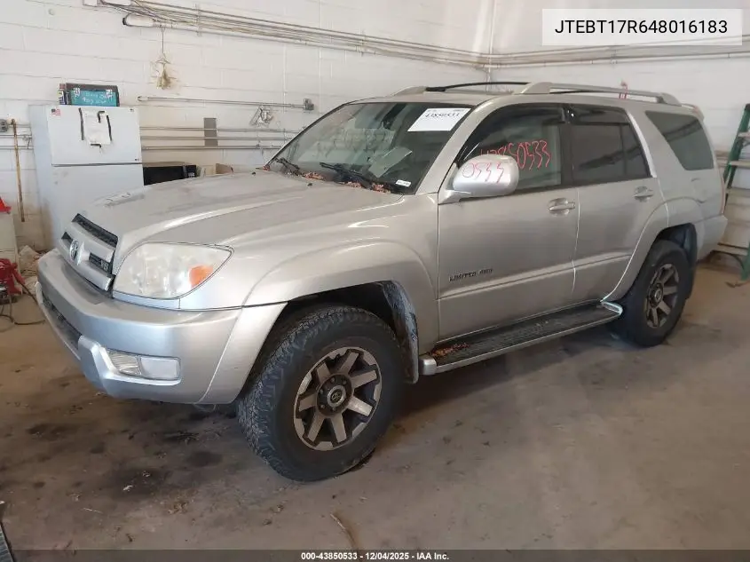 JTEBT17R648016183 2004 Toyota 4Runner Limited V8