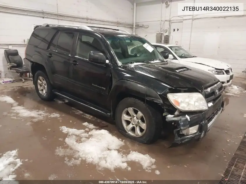 JTEBU14R340022135 2004 Toyota 4Runner Sr5 Sport V6