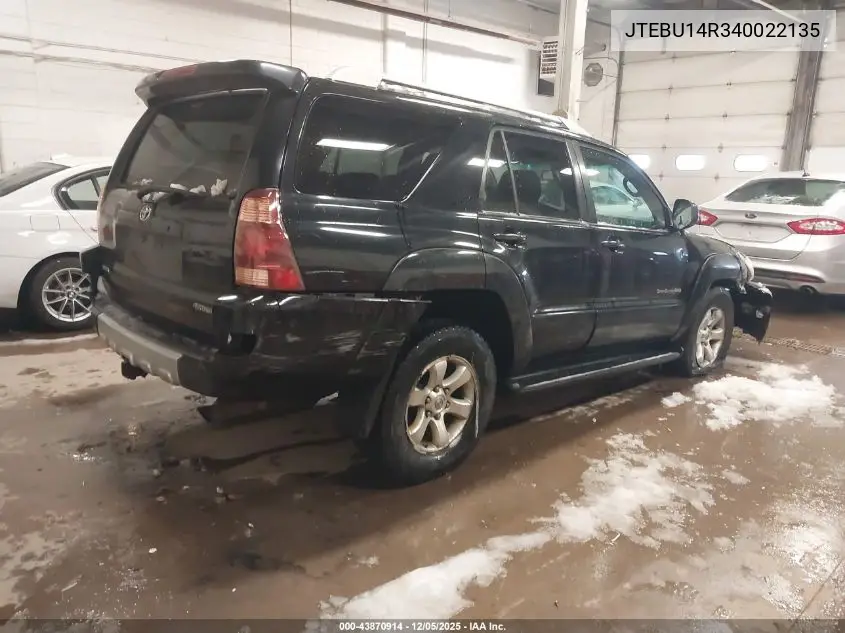 JTEBU14R340022135 2004 Toyota 4Runner Sr5 Sport V6