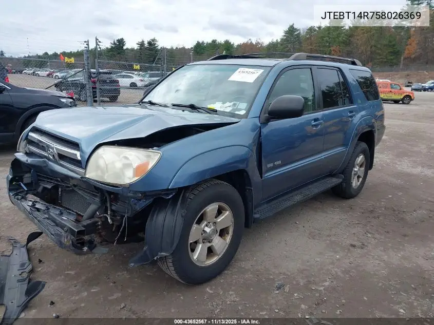 JTEBT14R758026369 2005 Toyota 4Runner Sr5 V8