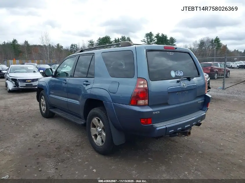 JTEBT14R758026369 2005 Toyota 4Runner Sr5 V8