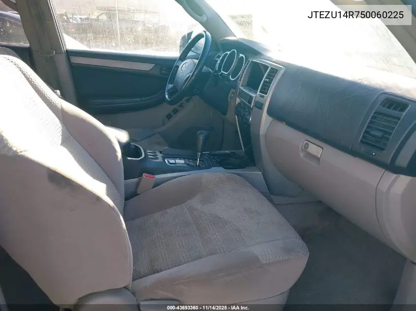 JTEZU14R750060225 2005 Toyota 4Runner Sr5 V6