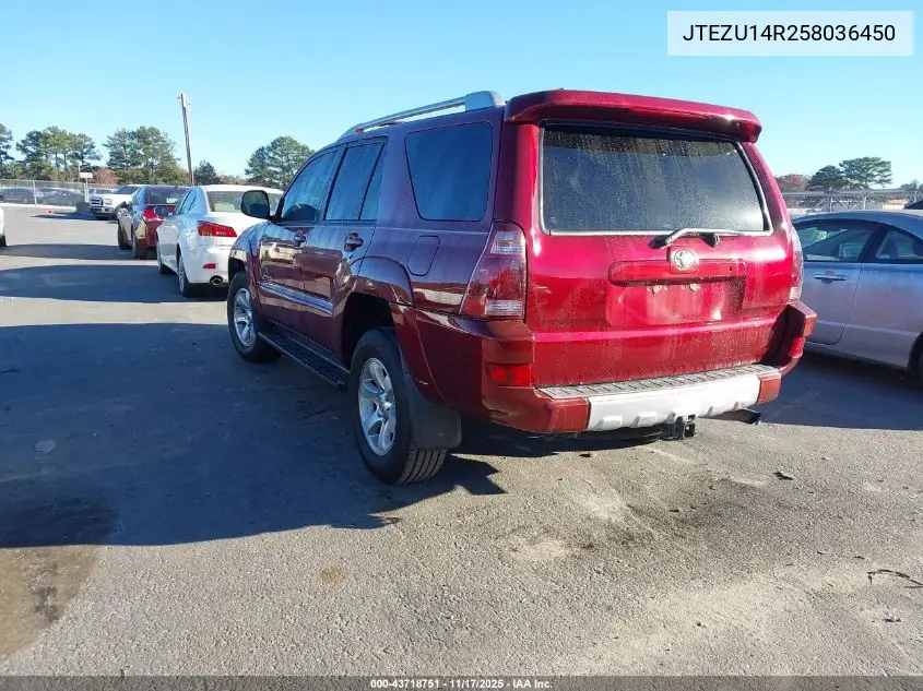 JTEZU14R258036450 2005 Toyota 4Runner Sr5 Sport V6