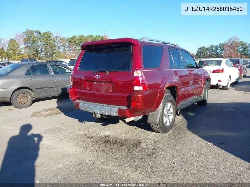 JTEZU14R258036450 2005 Toyota 4Runner Sr5 Sport V6