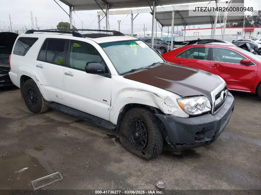 2006 Toyota 4Runner Sr5 V6 VIN: JTEZU14R260080948 Lot: 41736277
