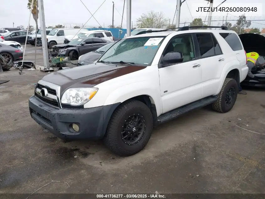 2006 Toyota 4Runner Sr5 V6 VIN: JTEZU14R260080948 Lot: 41736277