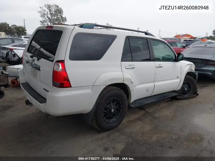 2006 Toyota 4Runner Sr5 V6 VIN: JTEZU14R260080948 Lot: 41736277