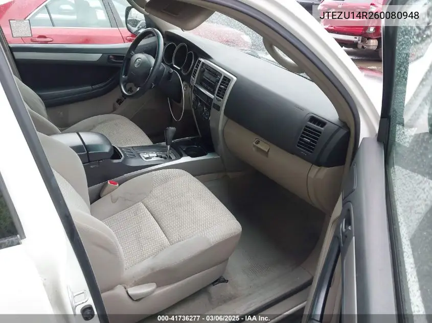 2006 Toyota 4Runner Sr5 V6 VIN: JTEZU14R260080948 Lot: 41736277