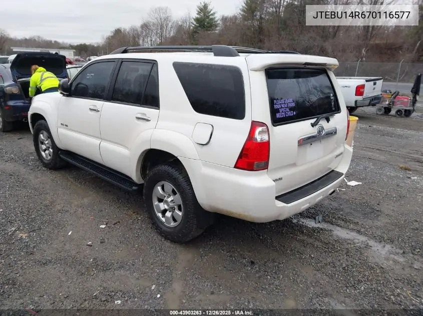 JTEBU14R670116577 2007 Toyota 4Runner Sr5 V6