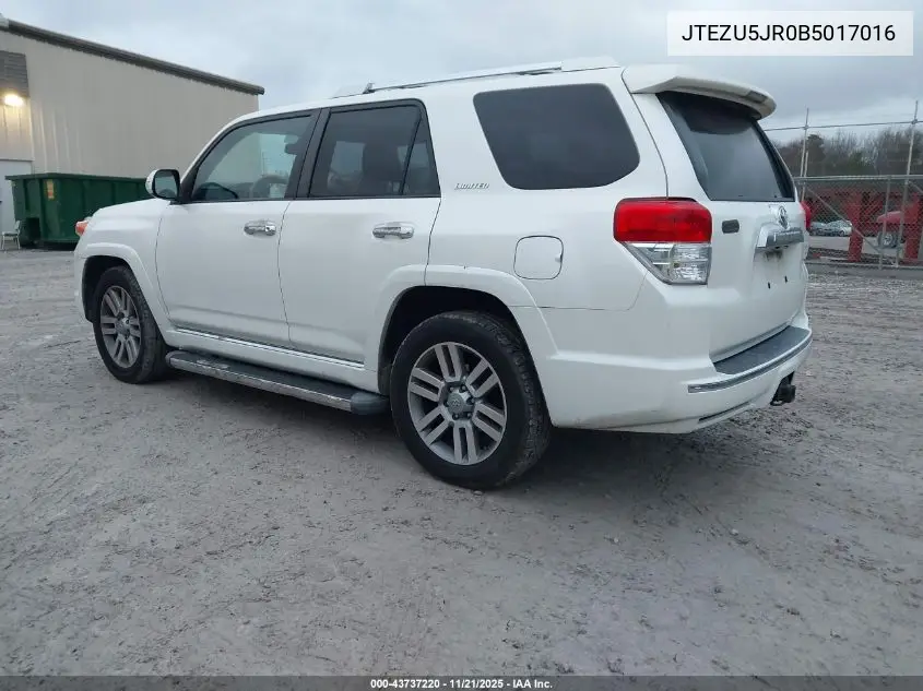 JTEZU5JR0B5017016 2011 Toyota 4Runner Limited V6