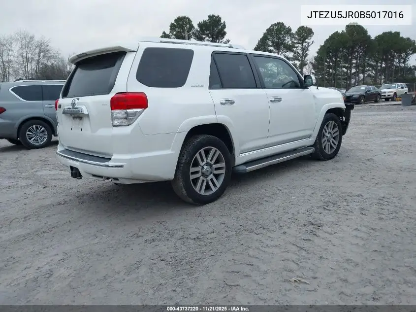 JTEZU5JR0B5017016 2011 Toyota 4Runner Limited V6