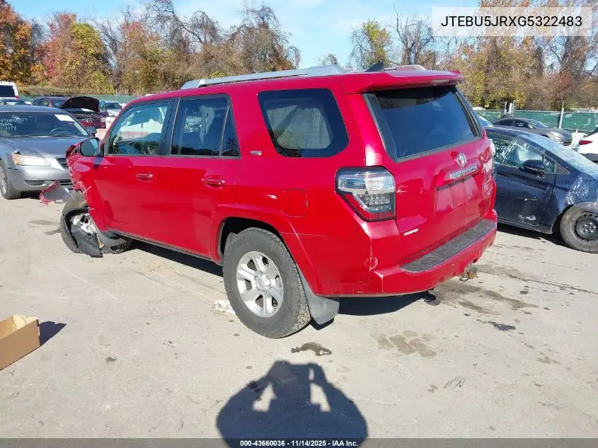 JTEBU5JRXG5322483 2016 Toyota 4Runner Sr5