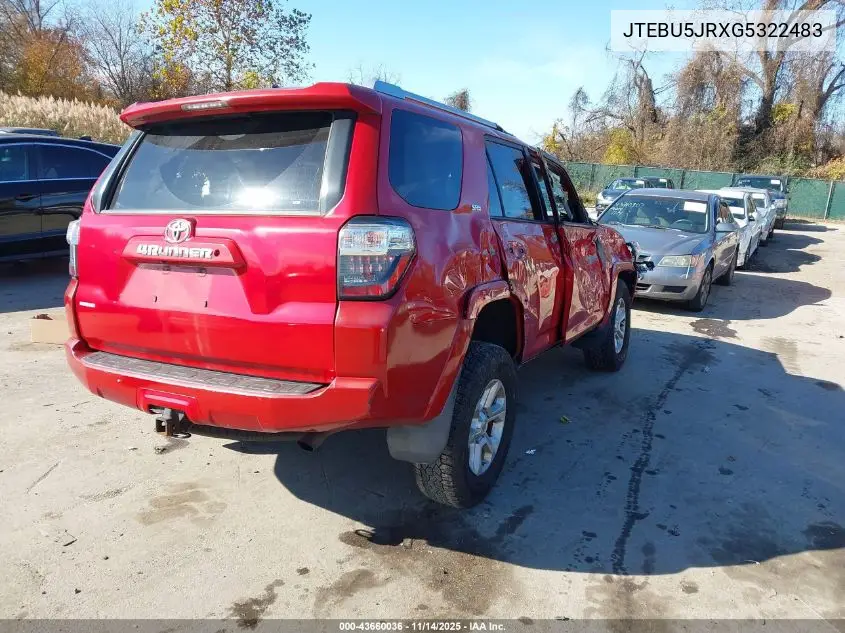 JTEBU5JRXG5322483 2016 Toyota 4Runner Sr5