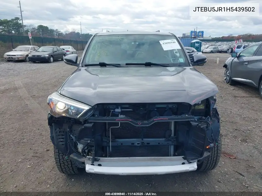 JTEBU5JR1H5439502 2017 Toyota 4Runner Sr5 Premium