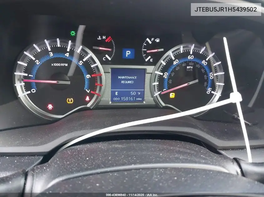 JTEBU5JR1H5439502 2017 Toyota 4Runner Sr5 Premium