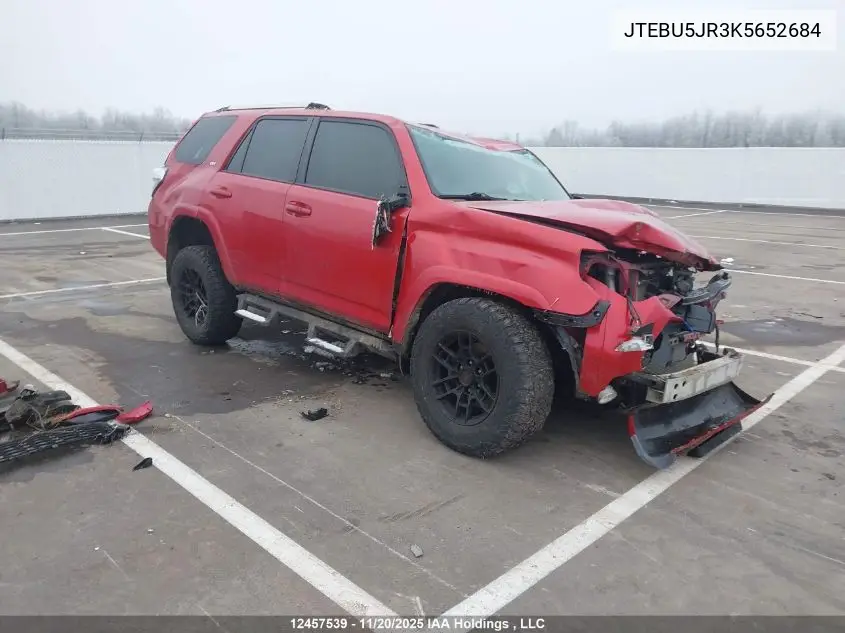 JTEBU5JR3K5652684 2019 Toyota 4Runner Sr5