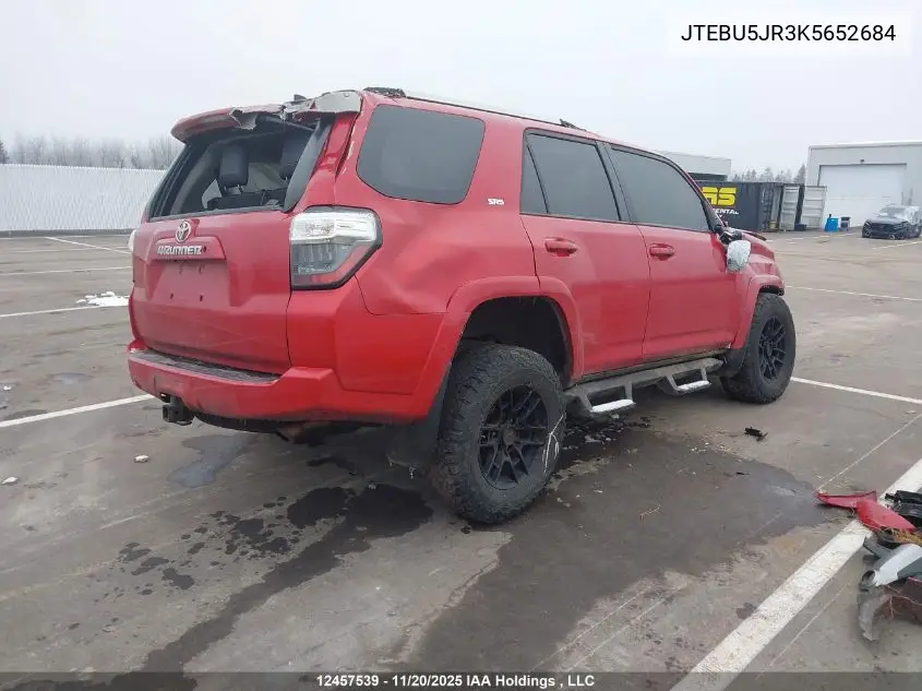 JTEBU5JR3K5652684 2019 Toyota 4Runner Sr5