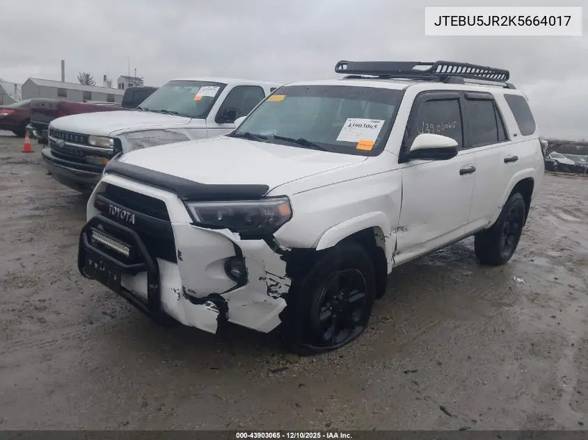 JTEBU5JR2K5664017 2019 Toyota 4Runner Sr5