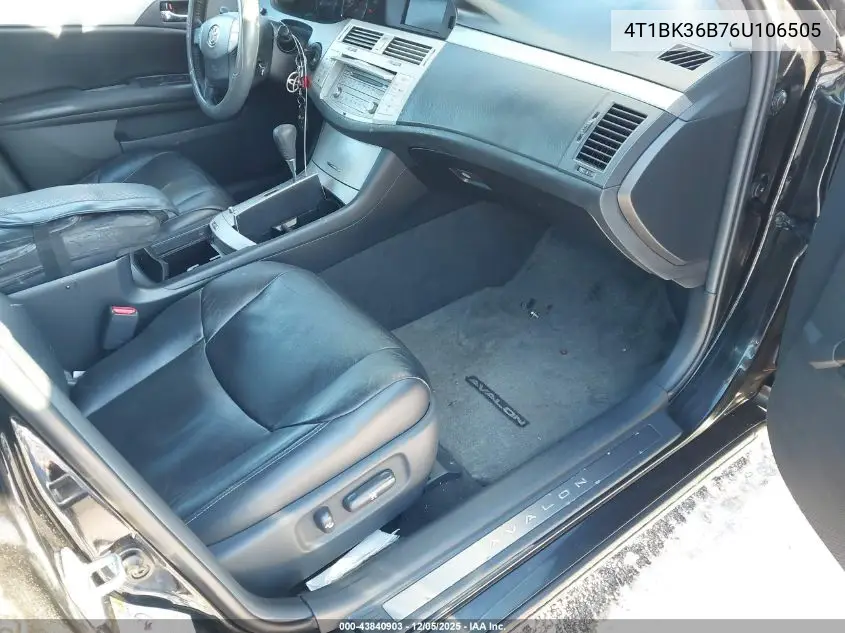 4T1BK36B76U106505 2006 Toyota Avalon Touring