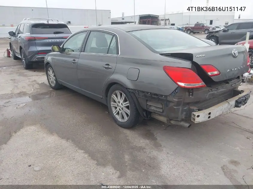 4T1BK36B16U151147 2006 Toyota Avalon Limited