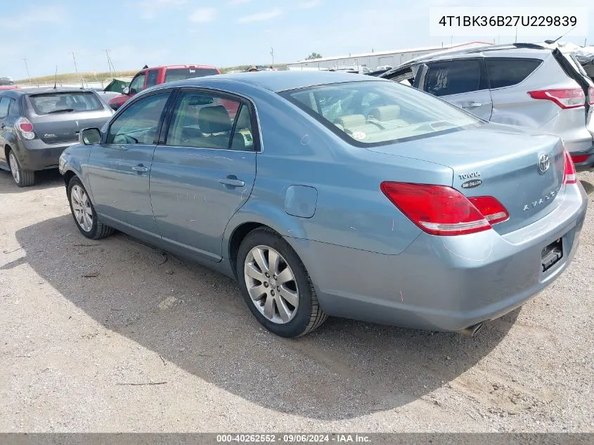 2007 Toyota Avalon Xls VIN: 4T1BK36B27U229839 Lot: 40262552