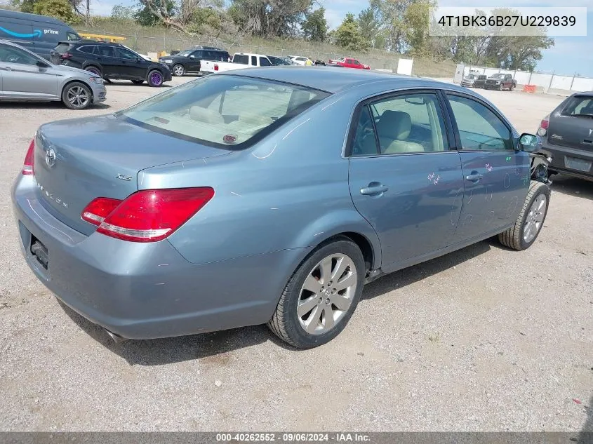 2007 Toyota Avalon Xls VIN: 4T1BK36B27U229839 Lot: 40262552