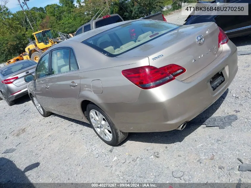 2008 Toyota Avalon Xls VIN: 4T1BK36B48U270250 Lot: 40273267