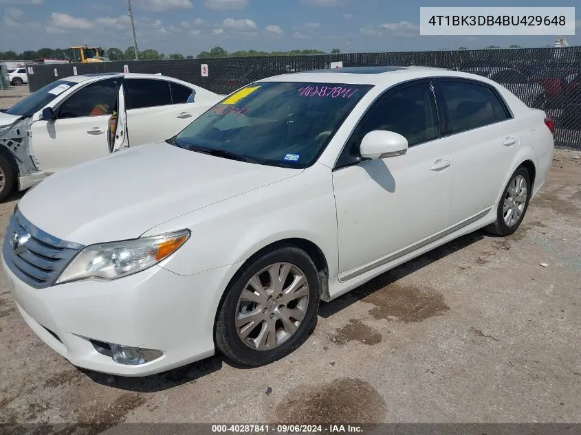 2011 Toyota Avalon VIN: 4T1BK3DB4BU429648 Lot: 40287841