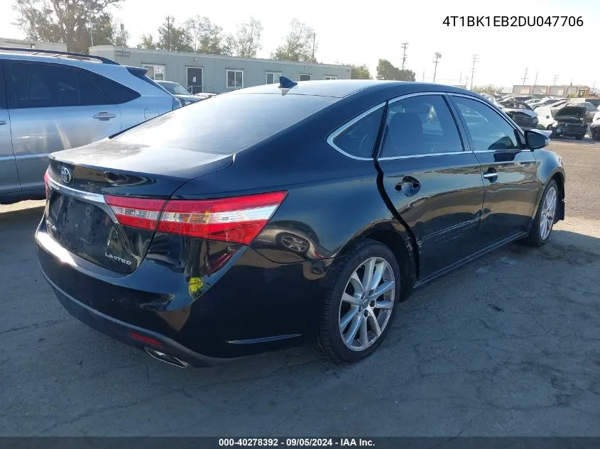 2013 Toyota Avalon Premium/Touring/Limited VIN: 4T1BK1EB2DU047706 Lot: 40278392