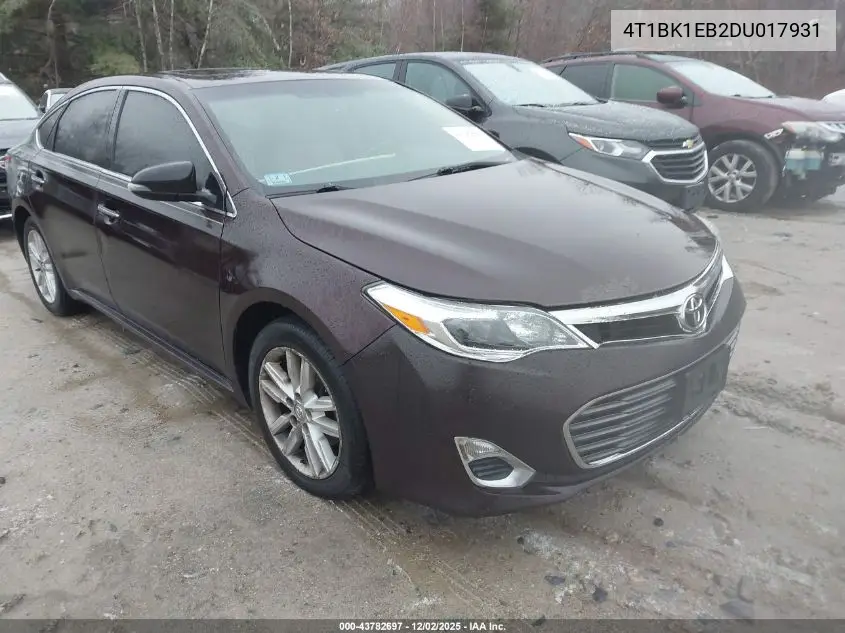 4T1BK1EB2DU017931 2013 Toyota Avalon Xle Premium