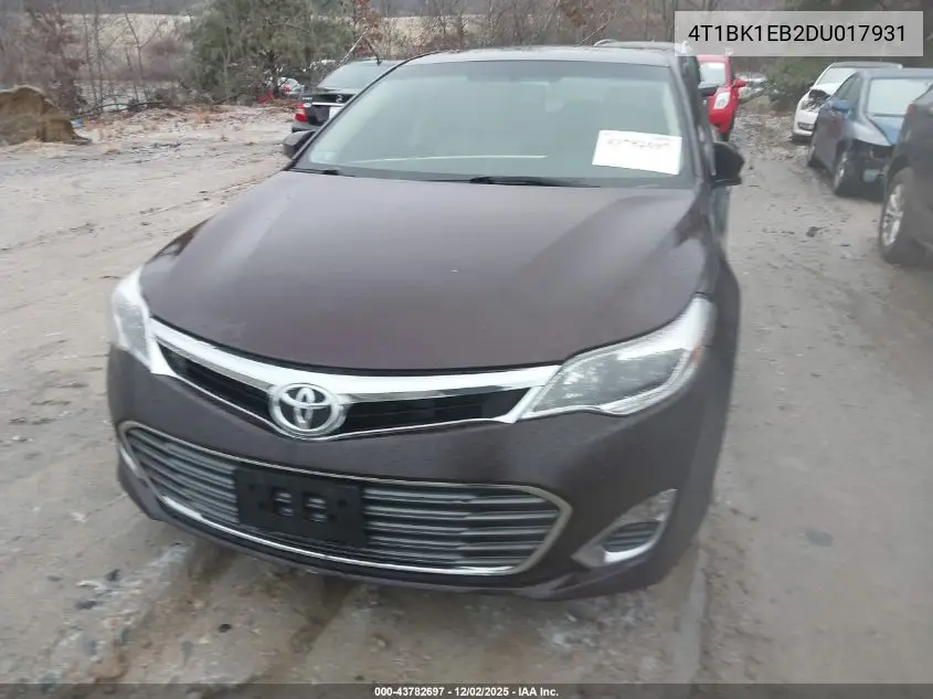 4T1BK1EB2DU017931 2013 Toyota Avalon Xle Premium