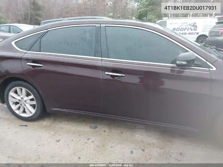 4T1BK1EB2DU017931 2013 Toyota Avalon Xle Premium