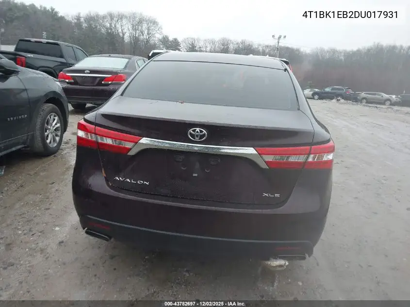 4T1BK1EB2DU017931 2013 Toyota Avalon Xle Premium