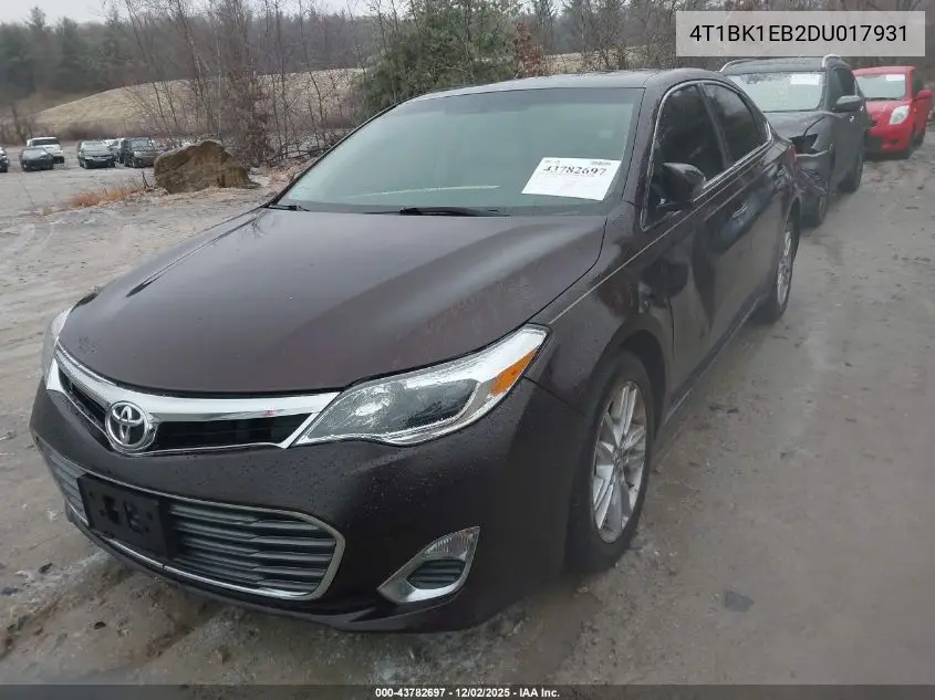 4T1BK1EB2DU017931 2013 Toyota Avalon Xle Premium