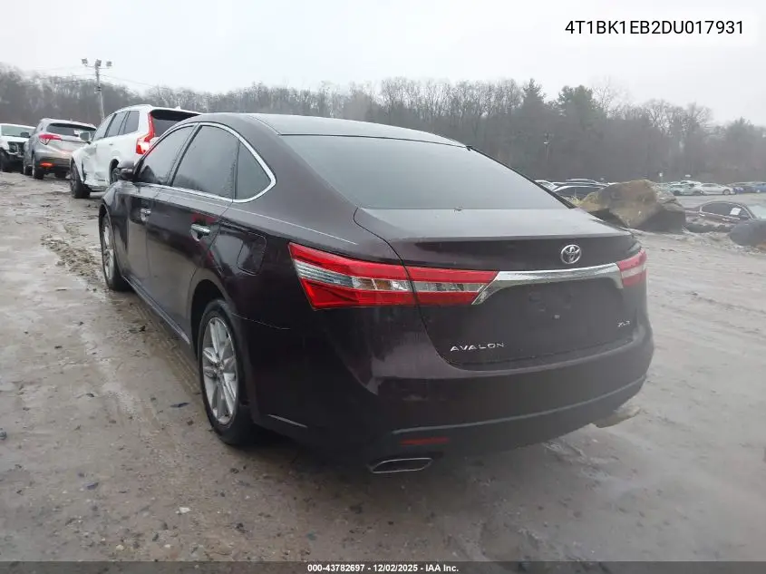 4T1BK1EB2DU017931 2013 Toyota Avalon Xle Premium