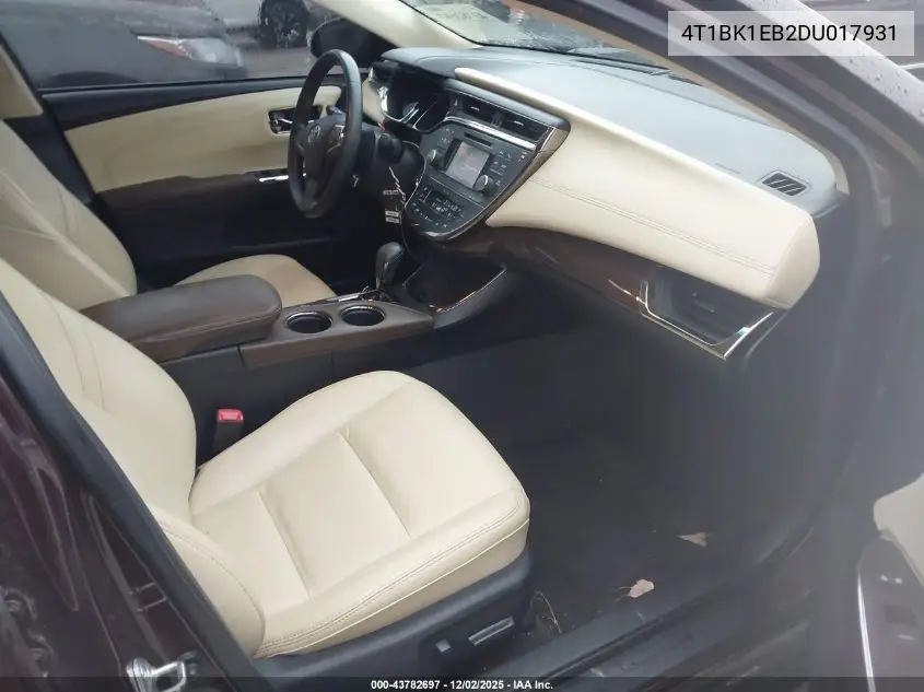 4T1BK1EB2DU017931 2013 Toyota Avalon Xle Premium