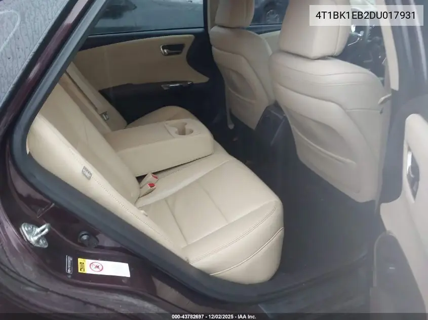 4T1BK1EB2DU017931 2013 Toyota Avalon Xle Premium