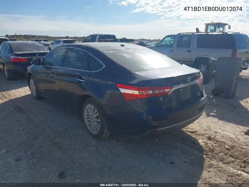 4T1BD1EB0DU012074 2013 Toyota Avalon Hybrid Xle Touring
