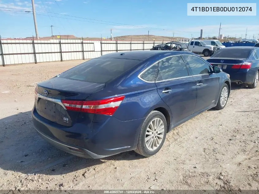 4T1BD1EB0DU012074 2013 Toyota Avalon Hybrid Xle Touring
