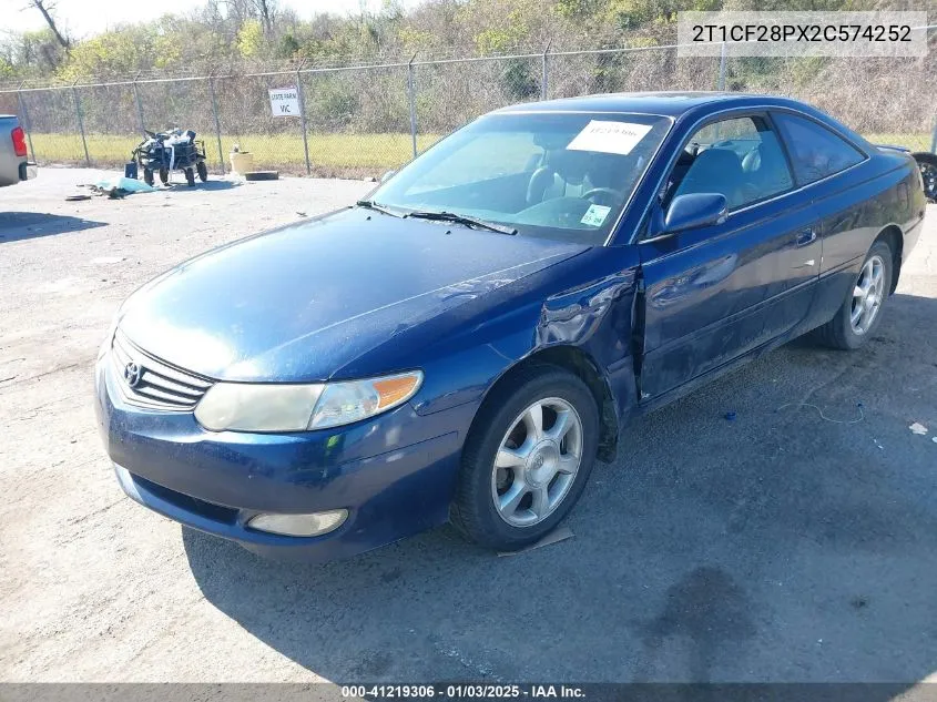 2002 Toyota Camry Solara Sle V6 VIN: 2T1CF28PX2C574252 Lot: 41219306