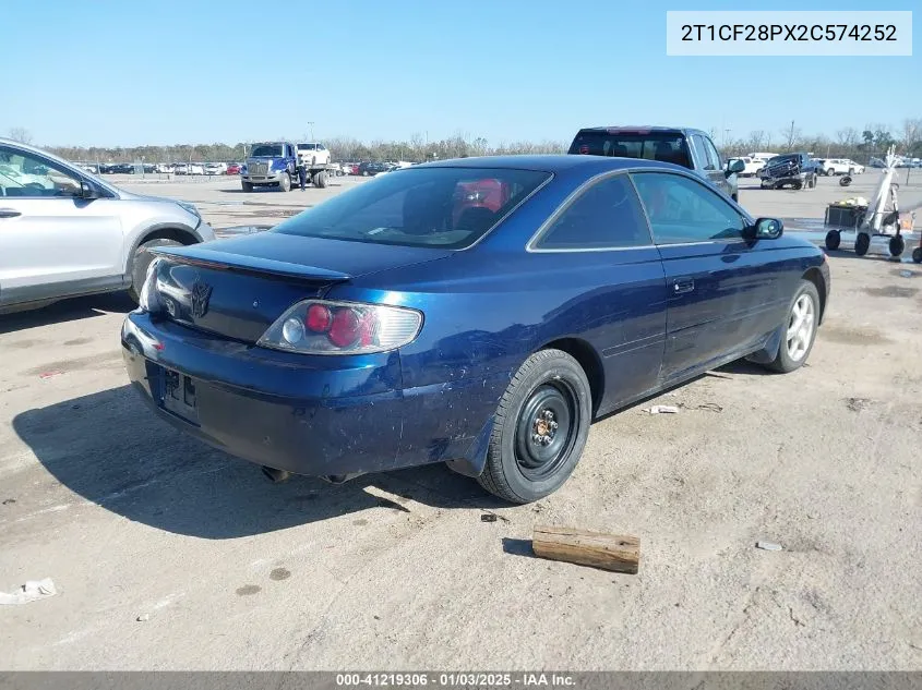 2002 Toyota Camry Solara Sle V6 VIN: 2T1CF28PX2C574252 Lot: 41219306