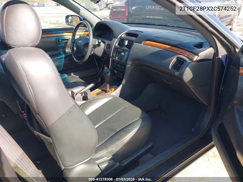 2002 Toyota Camry Solara Sle V6 VIN: 2T1CF28PX2C574252 Lot: 41219306