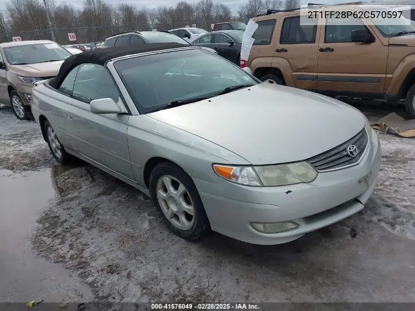 2002 Toyota Camry Solara Sle V6 VIN: 2T1FF28P62C570597 Lot: 41576049