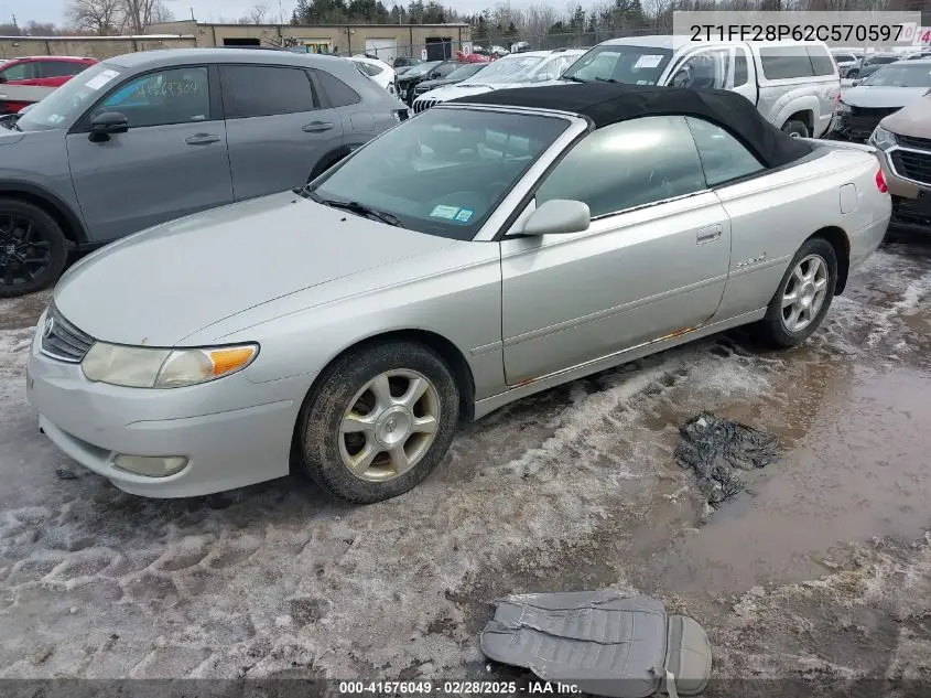 2002 Toyota Camry Solara Sle V6 VIN: 2T1FF28P62C570597 Lot: 41576049