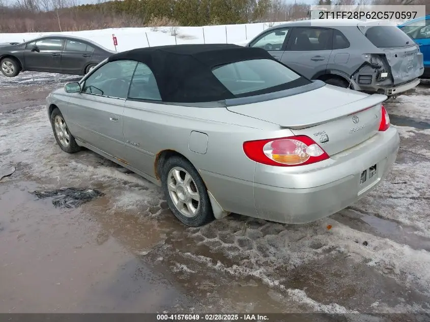 2002 Toyota Camry Solara Sle V6 VIN: 2T1FF28P62C570597 Lot: 41576049
