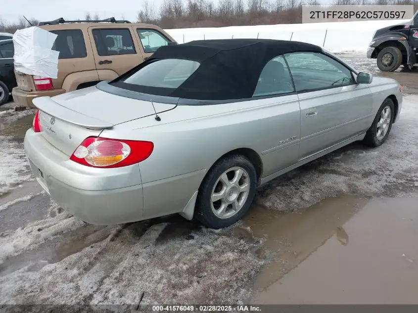 2002 Toyota Camry Solara Sle V6 VIN: 2T1FF28P62C570597 Lot: 41576049