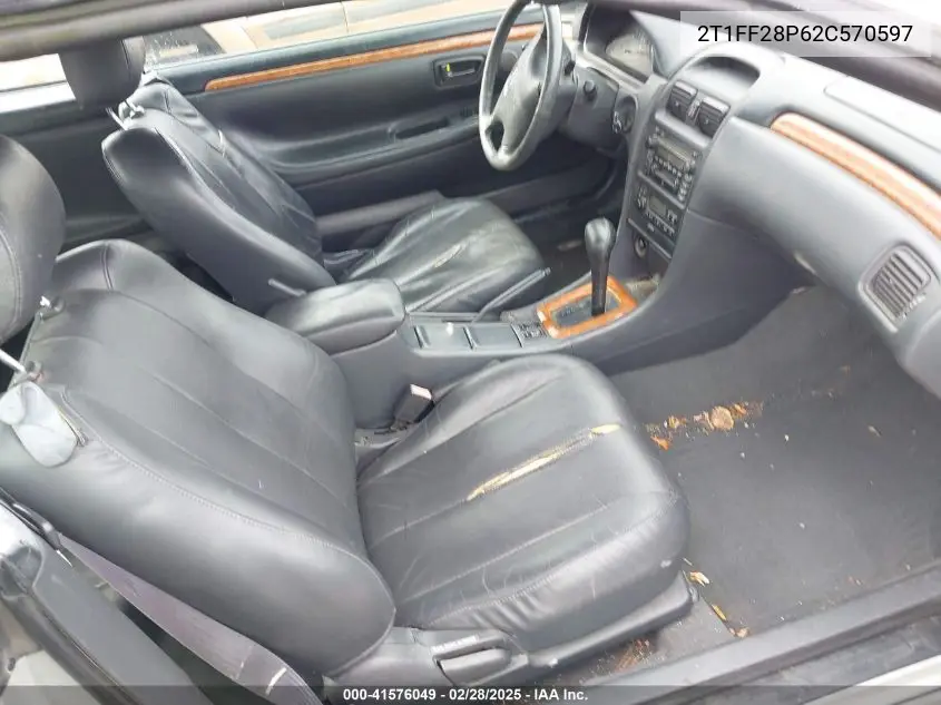 2002 Toyota Camry Solara Sle V6 VIN: 2T1FF28P62C570597 Lot: 41576049