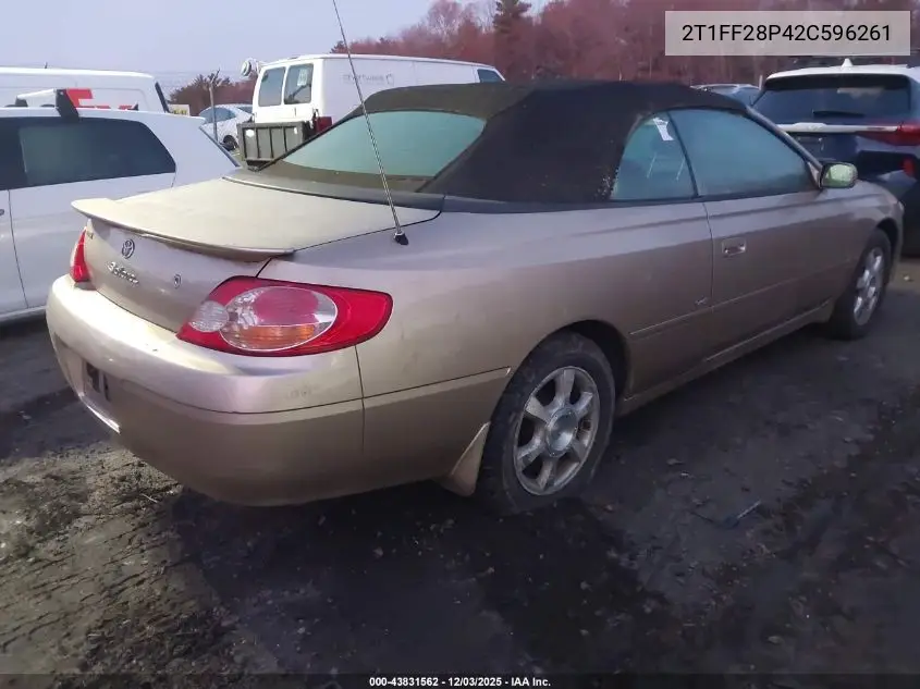 2T1FF28P42C596261 2002 Toyota Camry Solara Sle V6