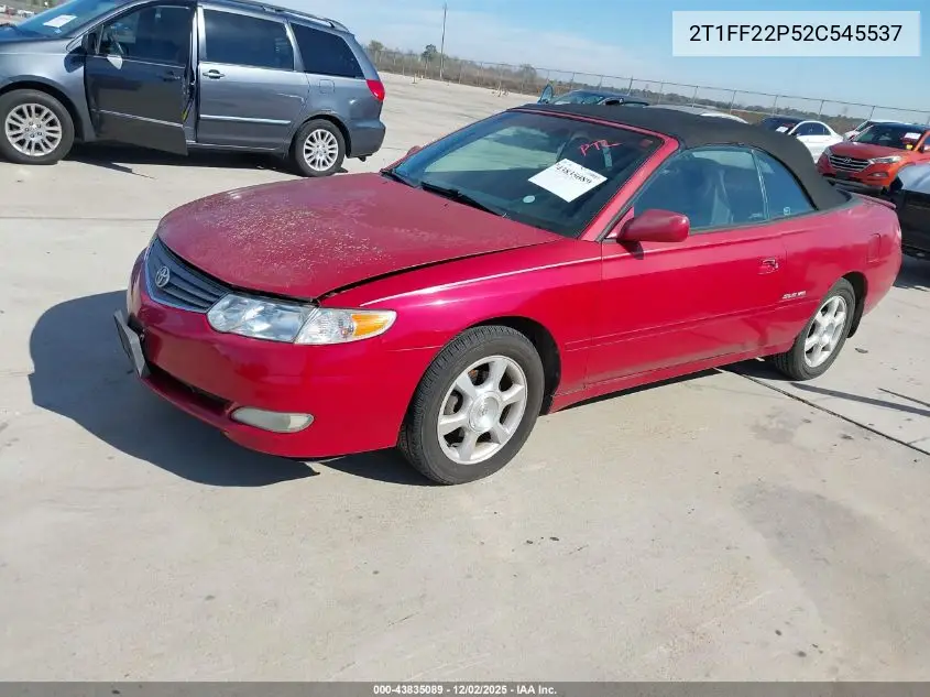 2T1FF22P52C545537 2002 Toyota Camry Solara Sle V6