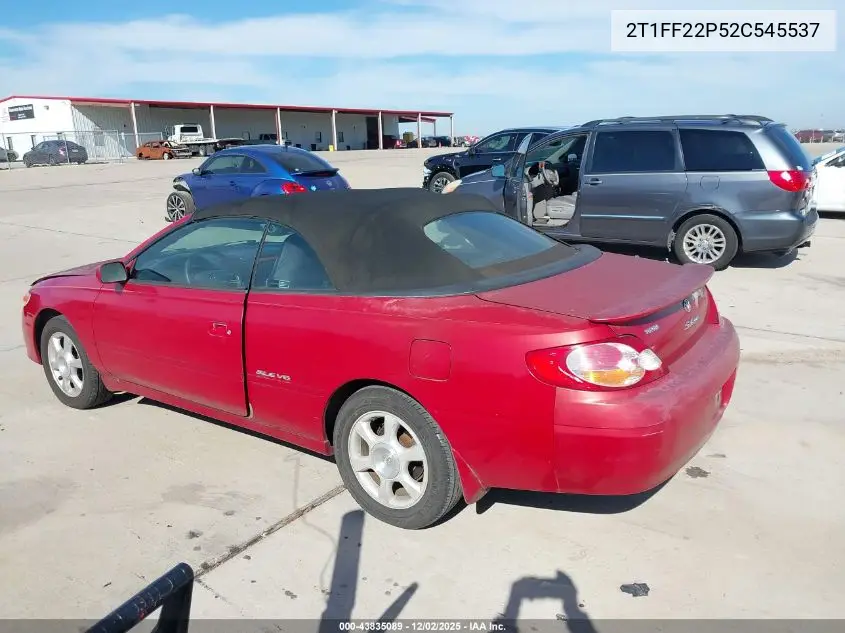 2T1FF22P52C545537 2002 Toyota Camry Solara Sle V6